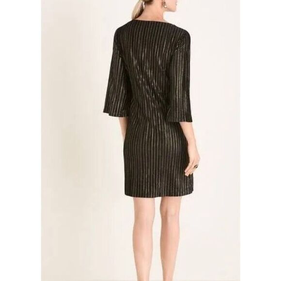 Chicos NWT velvet lurex metallic stripe dress size 1/M - Picture 2 of 13